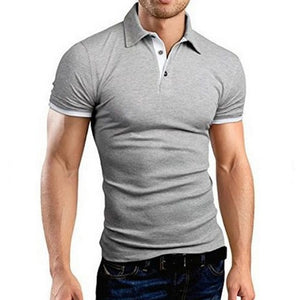 Litthing Casual Mens Polo Shirt 2019 Summer Short Sleeve Turn-down Collar Slim Tops Casual Breathable Solid Color Business Shirt