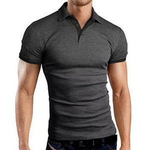 Litthing Casual Mens Polo Shirt 2019 Summer Short Sleeve Turn-down Collar Slim Tops Casual Breathable Solid Color Business Shirt