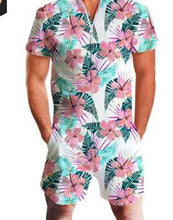 Load image into Gallery viewer, SHUJIN New Flamingos Floral Print Rompers Men 3D Funny Short Sleeve Jumpsuit Summer Playsuit Overalls Casual One Piece Outfits